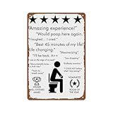 peiyeety Interesante cartel metálico con reseñas de inodoros, póster decorativo para pared, ideal para habitaciones, hogares, cafeterías y bares (20 x 30 cm).