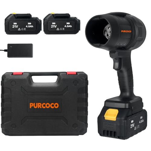 Purcoco Cordless Leaf Blower Handheld Jet Dry Mini Blower Turbo Fan Electric air Duster for car mini Turbo Jet Fan Cleaning Garden by 2 Batteries