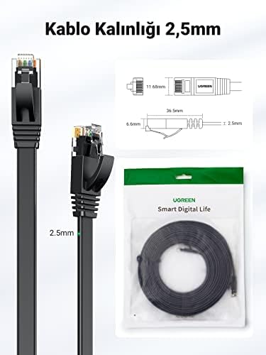 Ugreen CAT6 Flat Ethernet Kablosu, 10 Metre - Görsel 6