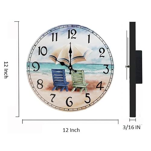 Timely Furnishings 12 Inch Decorative Wall Clock, For Coastal, Nautical, Or Beach Themed Home Decor. Silent Non Ticking Sweep Movement #TOP3