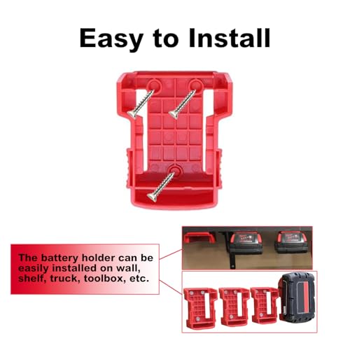 Rivershine 10 Packs Battery Holder for Milwaukee M18 48-11-1815, 48-11-1828, 48-11-1850, 48-11-1860 18V Battery (w/30 Screws, No Battery)