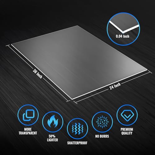 Image of 6 Pack of PET /Plexiglass Sheets 24x36-0.04 inch Clear Plastic Sheet Panels for Picture Frame, Sign Blank, DIY and Crafts Project
