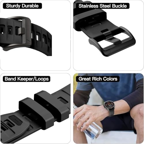 Image of Zitel Band Compatible with Garmin Fenix 8 AMOLED 51mm /8 Pro 51mm, Fenix 7X /7XPro, 6X /6X Pro, 5X /5X Plus, 3 /3 HR, Descent MK1 /2i /3i, Enduro 3 /2 - Quickfit 26mm Silicone Sport Strap