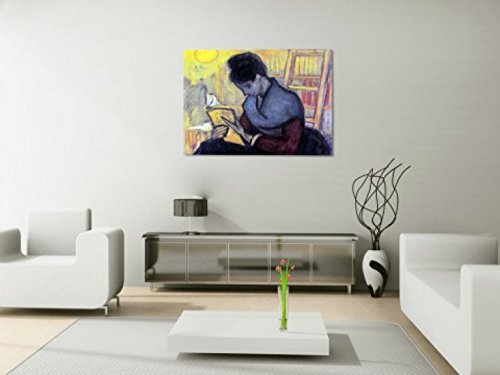 1art1 Vincent Van Gogh Poster Stampa Artistica su Tela La Lettrice di Romanzi, 1888 Quadro da Parete sulla Barella | Murale XXL | Immagine 80x60 cm