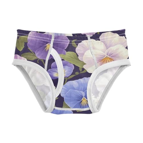 KLL The Garden Tricolor Pansy Flower Toddler Boys Pure Cotton Nighttime Underwear Cute Undies