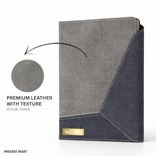 Image of FoldBook Mail Personalized Name Print A5 Notebook with Magnetic Flap Closure, Envelope Style 3-Fold Cover, 192 Pages Premium 80 GSM Paper, Bookmark Ribbon, Custom Journal Diary for Office School Gifts (GREY)