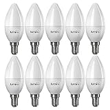Abstrahlwinkel : 180° Lumira E14 LED Lampe, 5W ersetzt 50 Watt, Leuchtmittel in Kerzenform, Warmweiß, 400 Lumen, 10er Pack