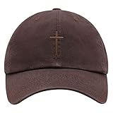 JPAK Cross Premium Dad Hat Embroidered Cotton Baseball Cap Christian Jesus Brown