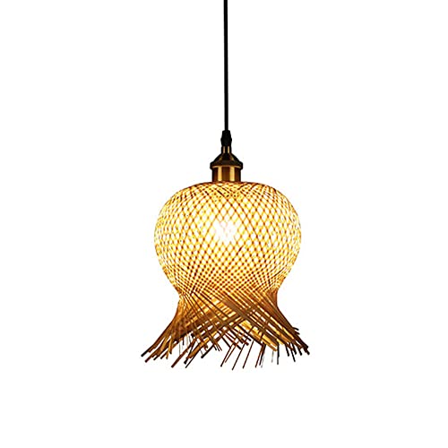 Suspension en bambou tressé main lustre pieuvre artisanat rotin pour salon chaleureux