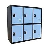 MECOLOR-Metal Kids Locker for Girls Bedroom and Playroom Storage for Clothes,Bags,Toys and Book (Blue, W6D-Padlock)