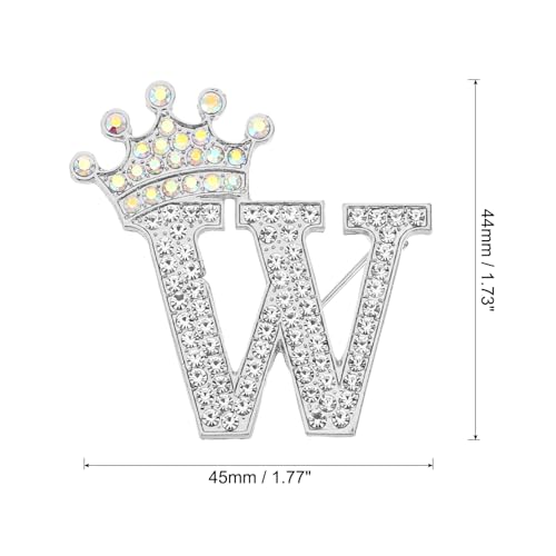 Image of PATIKIL Letter Brooch Pins, Crown Initial Rhinestone Alphabet Letter Lapel Badges Pin for Women Suits