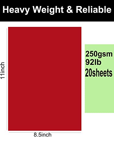 20 Sheets Red Cardstock 8.5 X 11, 250Gsm Thick Red Cardstock Paper For Diy Arts Christmas Cards Making, Red Craft Paper For Invitations, Stationary Printing,Scrapbook Supplies (250Gsm/92Lb) #TOP1