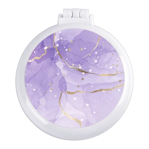 Mengduxd Mini Hairbrush, Pocket Hairbrush With Mirror Purple Marble