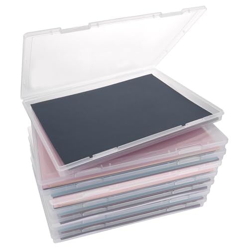 FWEEK 8er-Pack Tragbare Archivbox A4, Dokumentenbox A4 Kunststoff Transparent, Stapelbare Tragbare Multifunktionale Box A4 Kunststoff für Dokumente, Briefe, Sammelalben, 30.5x22.3x2.2CM