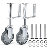 ERKOON 2 Pack Heavy Duty Spring-Loaded Gate Casters, 4 inch Sliding Wheels for Wooden & Metal Gates, 250-500lbs Load Capacity (2PCS)