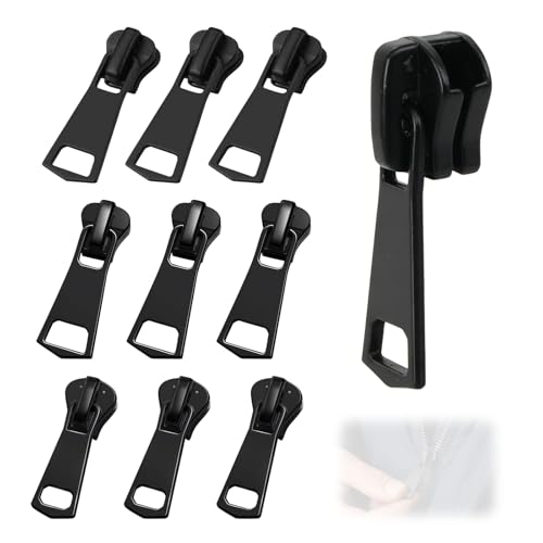 Nevoluxer Lot de 9 Curseur de Fermeture Éclair Clipsable - Kit de Réparation de Fermeture Éclair avec Compatible avec Divers Types de Fermetures Éclair...