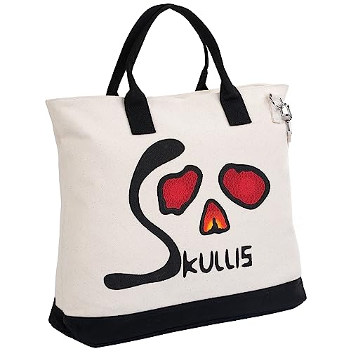 Skullis Gem Skull Canvas Bag, Red Jasper Carved Crystal Skull, Chic & of Huge Capacity, for Both Women & Men - Leisure Handbag/Portable/Single Shoulder/Crossbody3