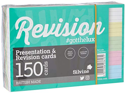Luxpad A6 Lined Revision & Presentation Cards - Assorted Colours + White. 150 Cards Per Pad (6x4)