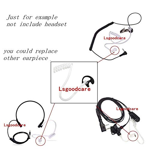 Lsgoodcare Replacement Earmold Earbud (Left And Right Ear) For Two Way Radio Acoustic Coil Tube Earpiece - Open Ear Insert Earmould Earbuds Black, Medium, Soft Silicone Material, 5 Pairs #TOP7
