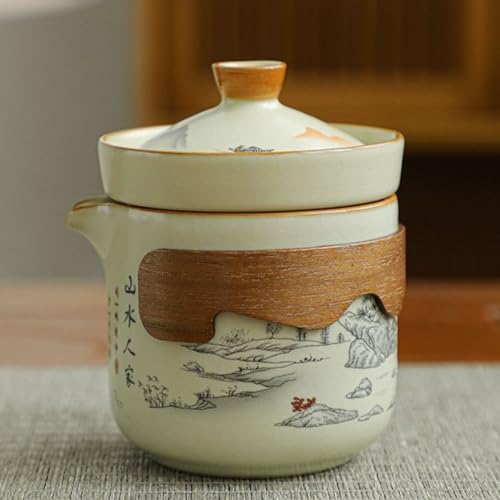 Juego de té portátil de cerámica con infusor integrado y taza de 200 ml 2