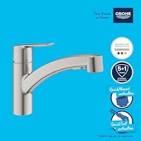 GROHE Start, Küchenarmatur 2 Strahlarten (Wasserhahn Küche mit ausziehbarer Brause, 90° schwenkbar, wassersparend dank variabler Mengenbegrenzung, werkzeugfreie Spülbecken-Montage) edelstahl, 30531DC1 – Ansicht 3