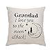 Funda de cojín con diseño de abuelo, con texto en inglés "Dad Mama Grandma Grandad I Love You To The Moon&Back"