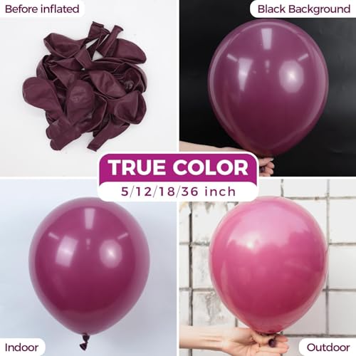 Image of Bezente Dark Purple Latex Party Balloons - 100 Pack 12 inch Round Helium Dark Magenta Dusty Plum Royal Purple Boho Neutral Balloons for Butterfly Birthday Wedding Anniversary Party Decorations