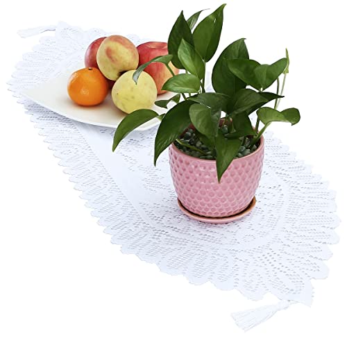 KYEYGWO Hollow Lace Table Runners Elegant Mesh Tablecloth Vintage Macrame Table Cover with Tassels for Rustic Boho Wedding Reception Decoration Bridal Showers - Image 2