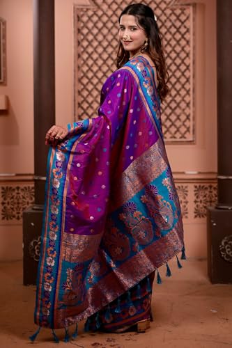 Image of SGF11 Women's Kanjivaram Pure Soft Silk Saree With Unstitched Blouse Piece