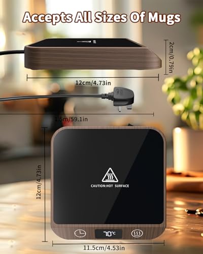 MYMULIKE Mug Warmer, Electric Coffee Mug Warmer with 6 Temperature Settings (45°C-70°C) LED Display Smart Beverage Mug Warmer & Timer Auto Shut Off for Coffee, Tea, Milk, Ideal for Office or Home - Image 5
