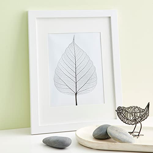 Studio Decor 11" x 14" White Belmont Picture Frame with 8" x 10" Mat - Pre-attached Hanging Hardware, Horizontal or Vertical Display - MDF, Bulk 8 Pack