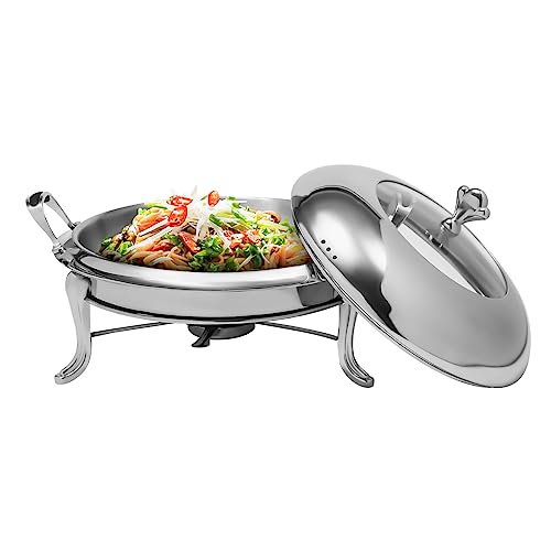 Chafing Dish Buffet Set, 2.5L/2.2Qt Food Container Warmer Round Stainless Steel Chafer for Catering,Buffet Warmer Sets with Food & Water Pan, Lid, Alcohol Fuel Can for Event Party (Silver)