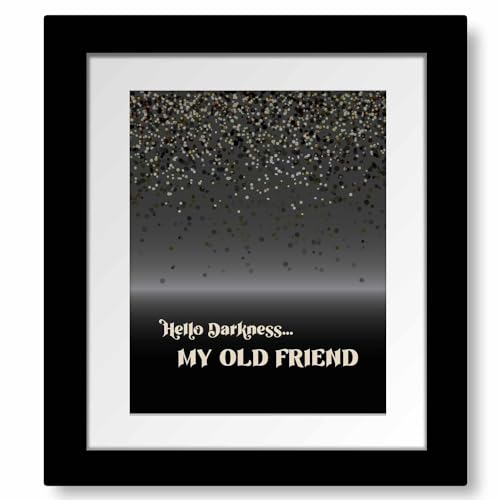 The Sound of Silence - Song Lyric Inspired Modern Rock Music Art Print - Retro Musical Artwork Poster Decor (14"L x 11"W, Print with Frame and Mat)