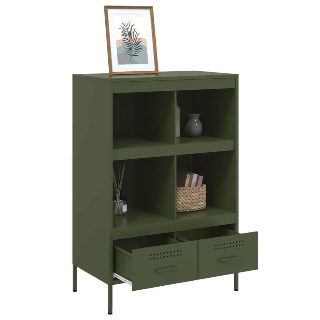 Armoires et rangements-Buffets & Buffets-Highboard Vert Olive 68x39x101.5 cm Acier