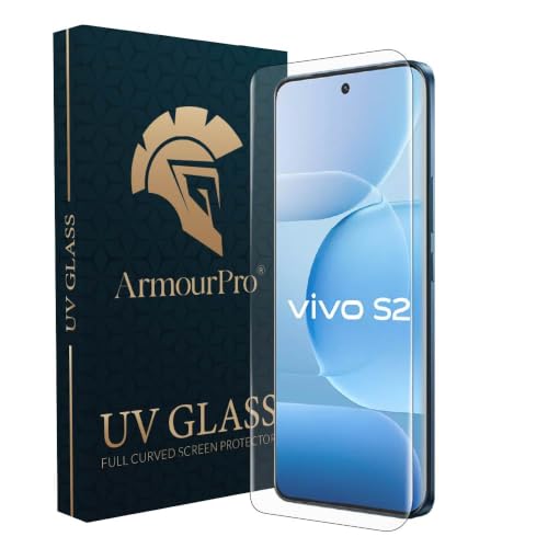 Image of ArmourPro UV Glue Tempered Glass for Vivo S2 - Curved Screen Protector, 9H Anti Scratch, Edge-to-Edge Coverage, HD Clarity, Smooth Touch