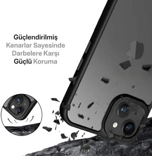 Minesk iPhone 12 için Mat Hybrid Materyal Metal Kamera Korumalı ve Metal Tuş Takımlı Ultra Güçlü Koruma Sağlayan ve Şık Görünümlü Premium Kılıf (Siyah, 12-12 Pro) - Görsel 3