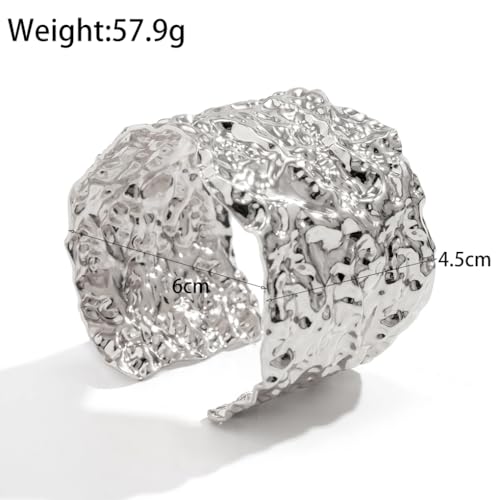 GIGB PBDK Chunky Gold Cuff Bracelet for Women Wide Thick Bangle Bracelets Exaggerated Irregular Textured Open Bangle Trendy Punk Hip Hop Jewelry Accessories3