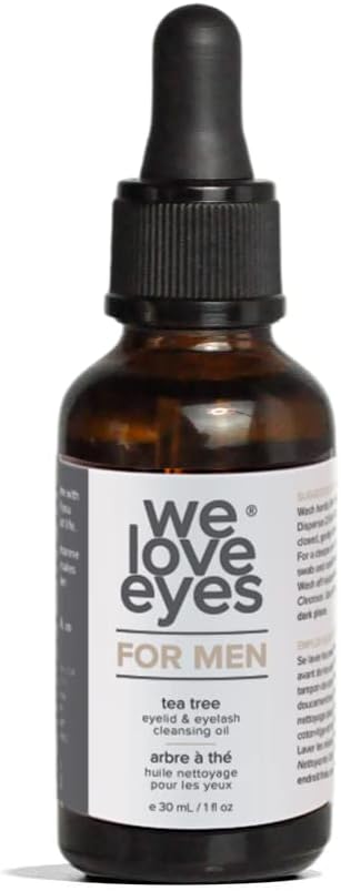 All Natural Tea Tree Eyelid Cleansing Oil for Men - We Love Eyes - Men's Eye Cleanser - Blepharitis, Demodex, Dry Eyes Symptoms Relief, Eco Friendly, Reduce Itching & Inflammation, Chemical Free -30ml