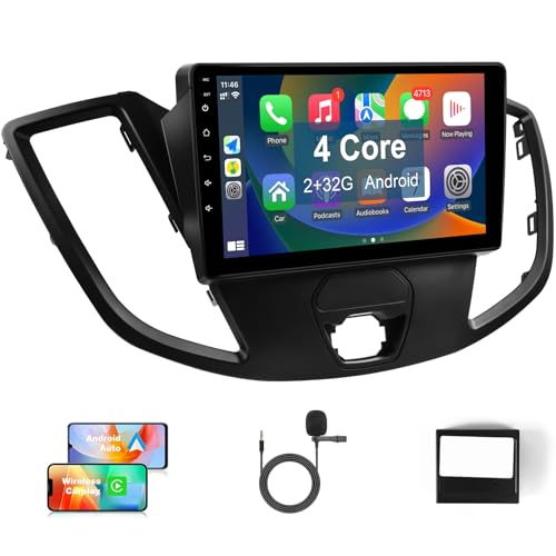 Leadfan Car Radio Stereo for Ford Transit 2013 2014 2015 2016 2017 2018 2019 with Wireless Carplay Android Auto, 9'' Touchscreen in-Dash Bluetooth WiFi GPS Navigation SWC MIC Backup Camera Pantalla