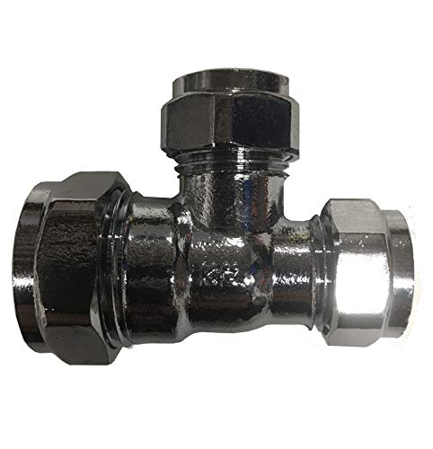 Image of 22mm x 15mm x 22mm Compression Chrome Reducing Tee - Pack of 2