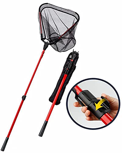 CanKun Kescher Angeln, Teleskop-Kescher 180/210/250/300cm Faltbare Fischernetz Unterfangskescher Kescher Teich Cover