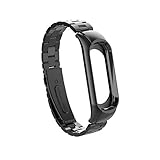 Xiaomi Mi Band 3 Replacement Strap, Miband 3 Replacement Band 16-22CM,Double Elastic Buckle Stainless Steel Metal Wrist Strap Wristband Watchband Bracelet Replacement for Mi Band 3(No Tracker) (Black)