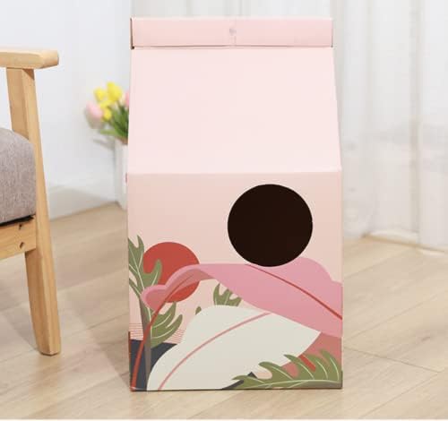 FUAMEY Cardboard Cat House-Cat Condo with Scratcher-Cat Sleeping Bed Cat Castle Cave Hideaway Kitty Shelter-Cats Corrugated Interactive Toy-DIY Cardboard Milk Box for Indoor Rabbits Kittens