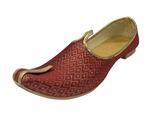 Stop n Style Wedding Khussas - Men's Dressy Juttis, Casual Indian Shoes for Groom, Paisley Design Him US 7.5 Maroon by Stop n Style - Used condition - US$24.73