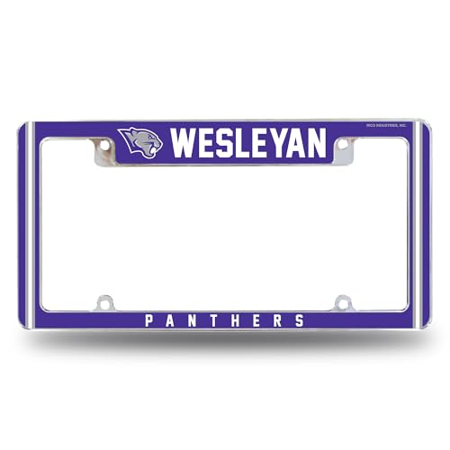 Rico Industries NCAA Kentucky Wesleyan Panthers Standard 12" x 6" Chrome All Over Automotive License Plate Frame for Car/Truck/SUV