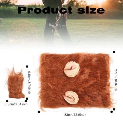 XIHIRCD Fantasia de juba de leão de cachorro, crina realista com orelhas ajustável, peruca de juba d