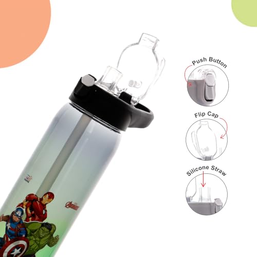 Image of SKi Homeware Impact Sipper Water Bottle, for School, Sports, Trek, Travel | Teens and Kids of all age groups | Leakproof, Light Weight, Pop-up Sipper with Handle, 750 ML, Avengers