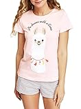  oodji Ultra Mujer Pijama Estampado de Algodón, Rosa, S
