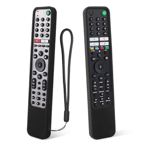 Schützende Silikon-Fernbedienungshülle für Sony RMF-TX600U RMF-TX500U RMF-TX500E RMF-TX600E Smart Voice Remote Controller Waschbare Anti-Lost-Fernbedienungshülle mit Schlaufe (Schwarz)