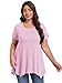 LARACE Short Sleeve Shirts for Womens Plus Size Tops Casual Summer Clothes Asymmetrical Tunic Blouses(Pink L)